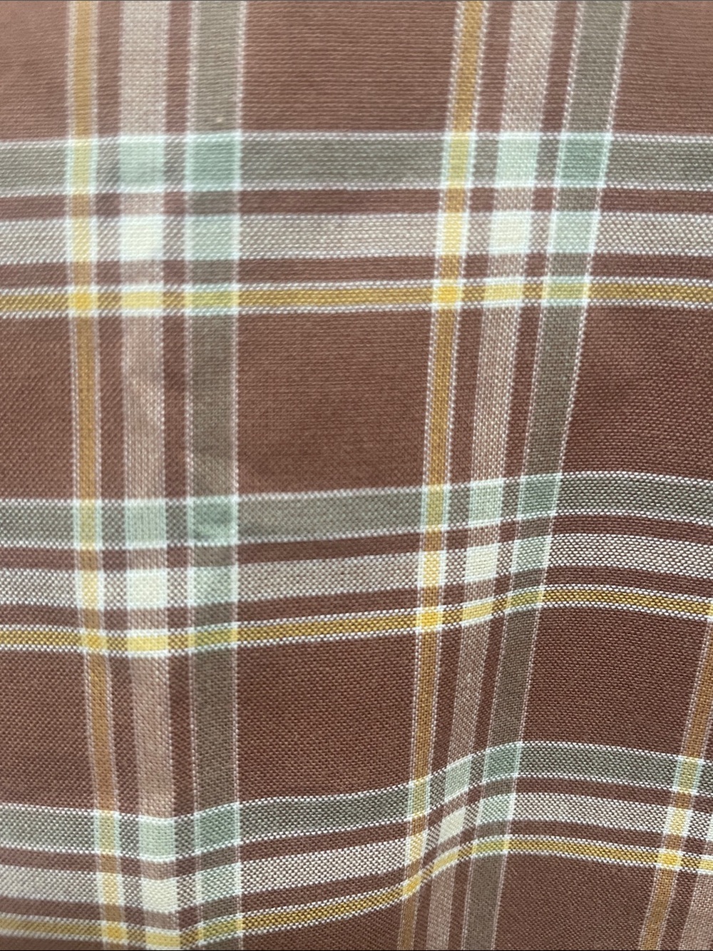 Bonobos Tan and Cream Plaid Button-Down Slim Fit Shirt, size medium. - Picture 7 of 7